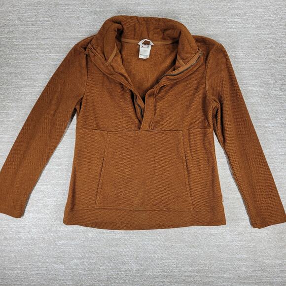 Avalanche Fleece Womens Small Rust Brown Quarter Zip Textured Pullover Top - Picture 3 of 15